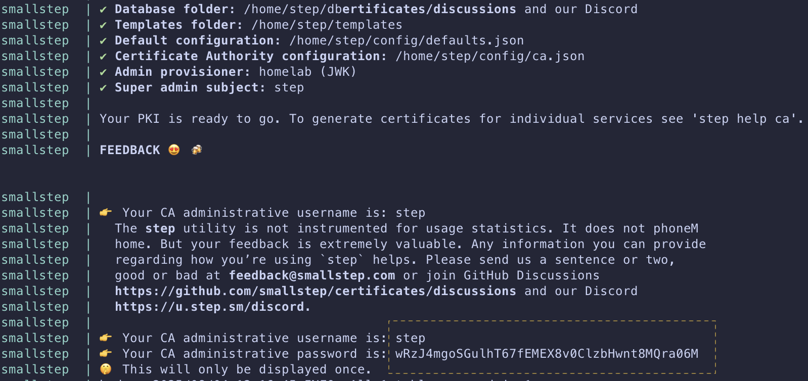 Smallstep CA initialization